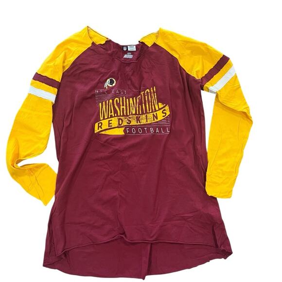 NFL Apparel Washington Redskins Womens XL Raglan Shirt Burgundy Gold Football - Picture 1 of 7